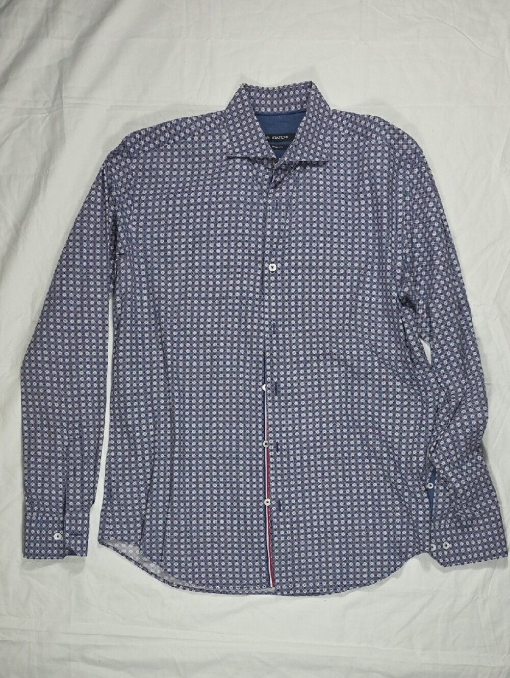 Bugatchi Blue Geometric-Print Men's Button-Down Shirt